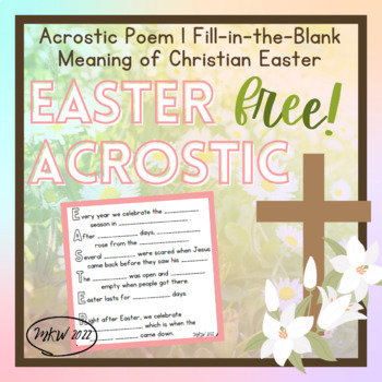 Preview of FREE Religious Easter Acrostic Worksheet (UPDATED!)
