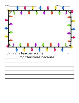 Preview of What does my teacher want for Christmas?