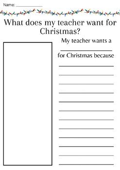 Preview of What does my teacher want for Christmas? Writing Prompt