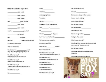 Preview of What does the fox say? - Fill the gaps
