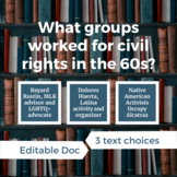 What groups worked for civil rights in the 1960s?