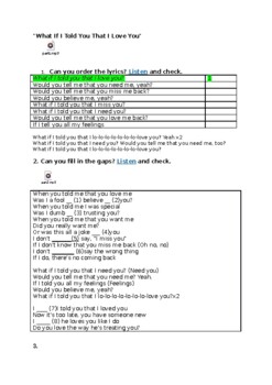 Preview of What if I told you that I loved you song worksheet-gap fill