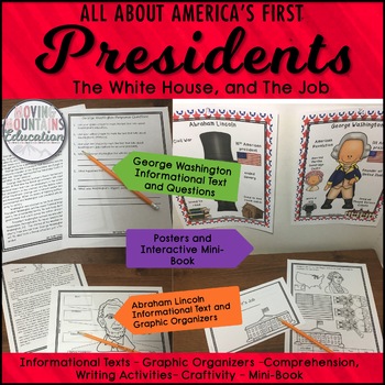 Preview of US Presidents George Washington, Abraham Lincoln, and The White House
