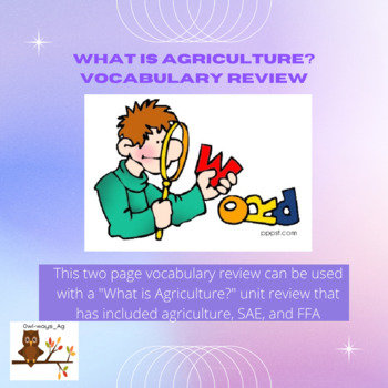 Preview of What is Agriculture- Unit Vocab review