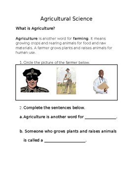 Preview of What is Agriculture? A worksheet to be used with the PowerPoint on same concept)