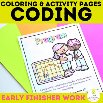 Preview of What is Coding Coloring Pages and Review Activity Worksheets