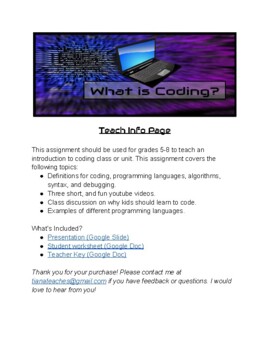 Preview of What is Coding? Presentation and Notes
