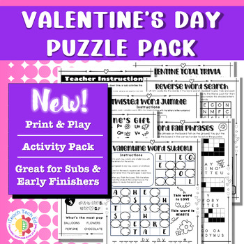 Preview of Valentine's Day Puzzle Pack for Middle and High School