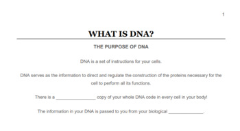 Preview of What is DNA? - Note Sheet with Answer Key