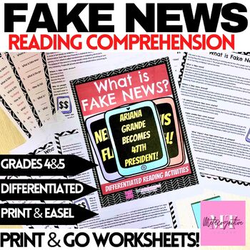 Preview of What is Fake News? Guided Reading Comprehension Worksheets