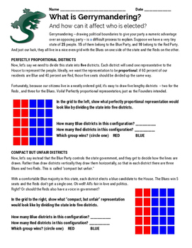 Preview of What is Gerrymandering? Lesson with Grid Activity