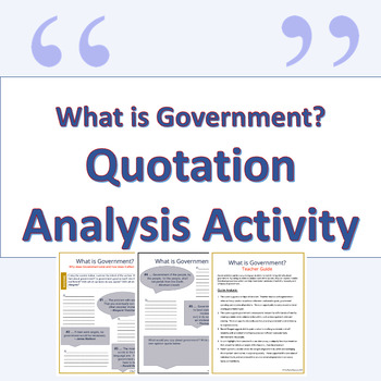 Preview of What is Government? Quotation Analysis Activity  (Google Compatible)