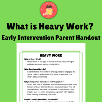Preview of What is Heavy Work | Parent and Caregiver Handout for Early Intervention OT
