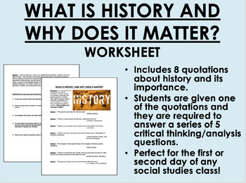 Preview of What is History and Why Does it Matter? worksheet