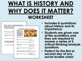 What is History and Why Does it Matter? worksheet