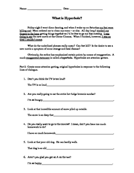 what is hyperbole worksheet by family 2 family learning resources