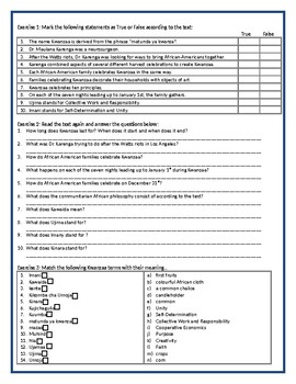 What is Kwanzaa? - Reading Comprehension Worksheet | TpT