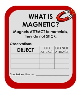 Preview of Simple Magnet Experiment: Which Materials are Magnetic- Pre K- 2nd grade