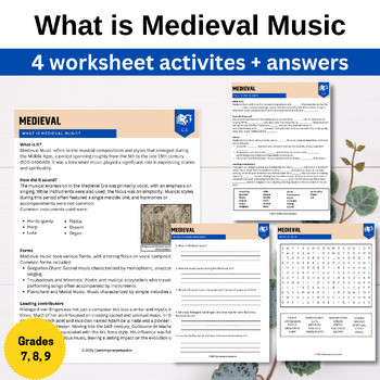 Preview of What is Medieval Music worksheets (4 activities + answers)