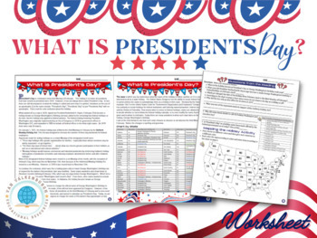 Preview of What is President's Day? Worksheet and Mapping Activity