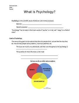 Preview of What is Psychology- Guided Notes Page