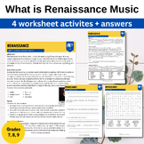 What is Renaissance Music worksheets (4 activities + answers)