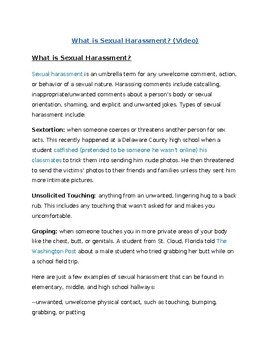 Preview of What is Sexual Harassment?for Middle & High School students with links(editable)