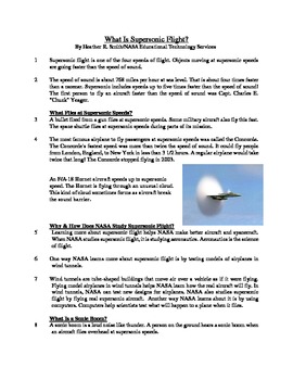 Preview of What is Supersonic Flight? - Informational Text Test Prep