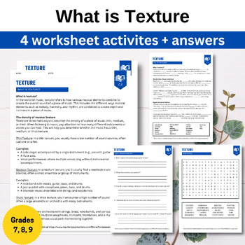 Preview of What is Texture - Elements of Music (Grades 7, 8 ,9)