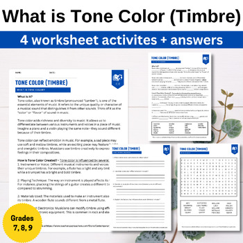 Preview of What is Tone Color/Timbre - Elements of Music (Grades 7, 8 ,9)