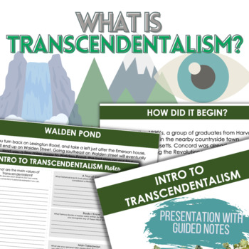 Preview of What is Transcendentalism? Emerson, Thoreau, Fuller, Alcott with Guided Notes