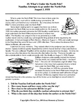 Preview of What is Under the North Pole? 1page literacy w question - good for subfile