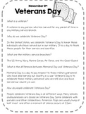 What is Veterans Day? Handout, Word Search, and Journal Prompts