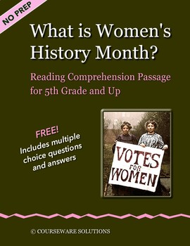 Preview of What is Women’s History Month?  A Reading Passage for 5th Grade and up