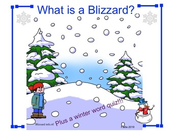 Preview of What is a Blizzard? (for the young) Plus a Winter Word Quiz!