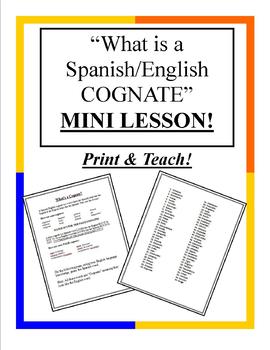 Preview of What is a Cognate - Spanish Mini Lesson Plan