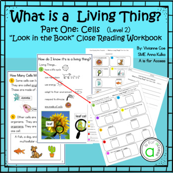 Preview of What is a Living Thing? Cells Close Reading Modified Workbook
