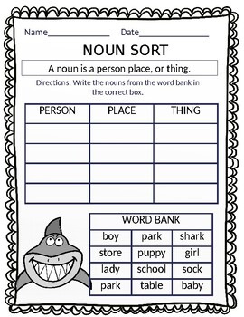 Preview of Common, Proper, and Possessive Nouns No Prep Grammar Pack