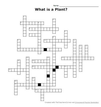 What is a Plant? Crossword Puzzle by Mrs Stotts Science Store TpT