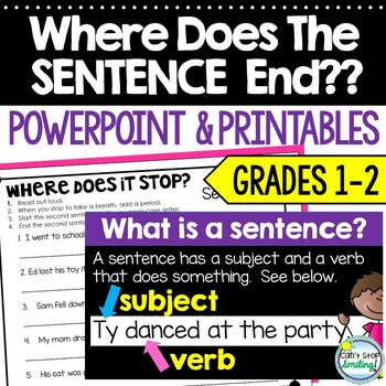 Preview of What is a Sentence ~ Fixing Ending Punctuation ~ Adding Periods PowerPoint