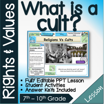 Preview of What is a cult? Sect Religion Critical Thinking Middle School Lesson