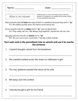 adverbs worksheets by homework hut teachers pay teachers