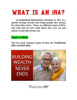 Preview of "What is an IRA?" + Multiple Choice Worksheet (Personal Financial Literacy)