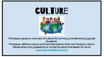Preview of What is culture? For Primary Grades.  Diversity Lesson.