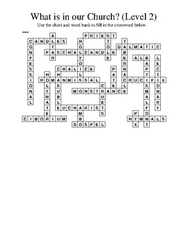 What is in our Church Crossword Level 2 by Mrs Flusche Teaches CCD