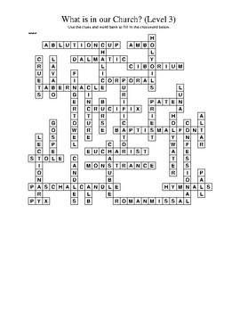 What is in our Church Crossword Level 3 by Mrs Flusche Teaches CCD