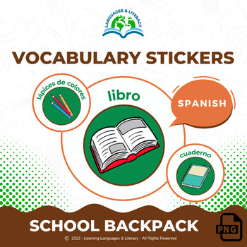 Preview of What is in your Backpack? - Spanish - Digital Vocabulary Stickers (School)