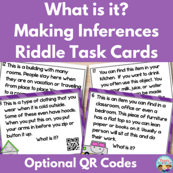 Preview of Making Inferences Task Cards What is it? Riddles with Optional QR Codes