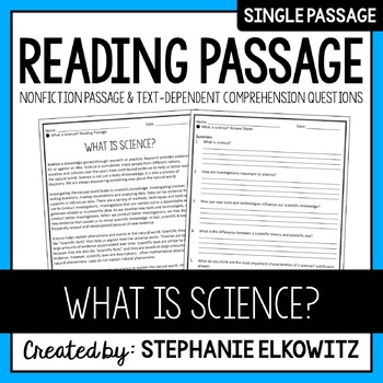 Preview of What is science? Reading Passage | Printable & Digital