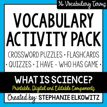Preview of What is science? Vocabulary Activities | Flashcards, Quizzes, Puzzle & Game